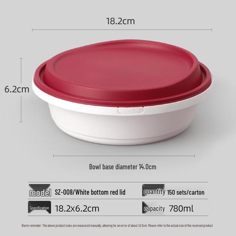 

HANDUNYOU Disposable 780ml Round Food Containers with Lids (150 Sets)