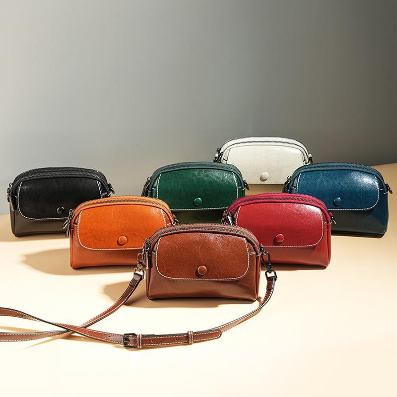 Bag Women's Spring and Summer New Leather Women's Bag Mobile Phone Bag High-end Sense Large Capacity Shoulder Crossbody Exquisite Small Bag
