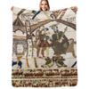 THE BAYEUX TAPESTRY King Edward the Confessor and Harold Godwinson At Winchester Throw Blanket Color Fast Cozy Throw Blanket