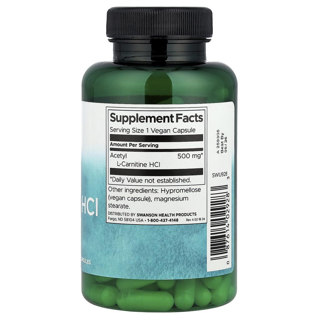 Acetyl L-Carnitine Hcl, 500Mg, 120 Veggie Caps