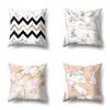 Polyester Pillow Case Nordic Ins Style Marble Geometric Printed Peach Leather Velvet Living Room Sofa Pillow Case