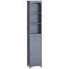 Hoher Schmaler Badezimmerschrank mit 1 Schublade und 3 offenen Regalen Moderner Stil 34x24x170 cm Grau