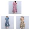 Vintage Floral Print A Line Dress With Button Front For Ladies Summer Casual Wear