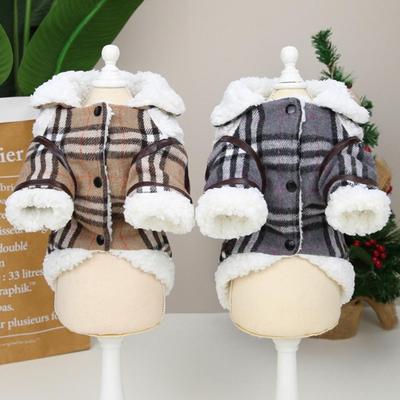 Korejská kostkovaná fleecová zimní bunda pro psa – Hřejivý sherpa kostkovaný kabát (S~XXL)