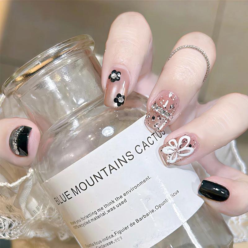 

Высококлассные студенческие накладные ногти: Маникюр ручной работы с флеш-бриллиантами и цветами Handmade Nail XS-Size 10 Pieces/Bag