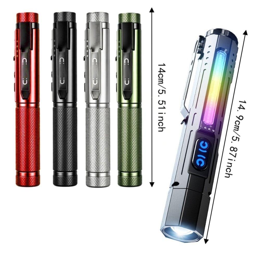 Magnetic Base LED Inspection Light Portable Waterproof UV Flashlight USB Charging Clip-on Mini Flashlight Outdoor Enthusiasts