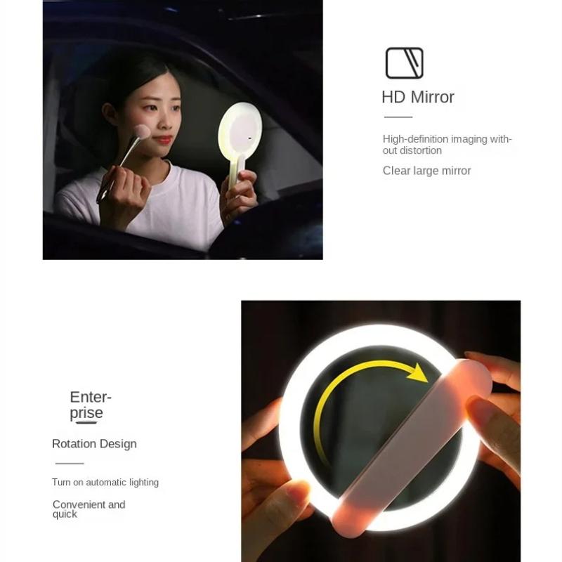 360 ° Rotating LED Makeup Mirror,rotating Switch Light Handheld/desktop Dual-use,charge,portable Mirror,touch Up Makeup Anytime
