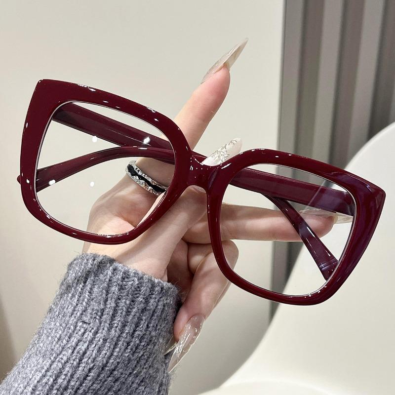 

Literary Aesthetic Cat Eye Glasses Frame Women Large Retro Square Sunglasses Clear Lens Zero Power for Women Accessories Eyewear