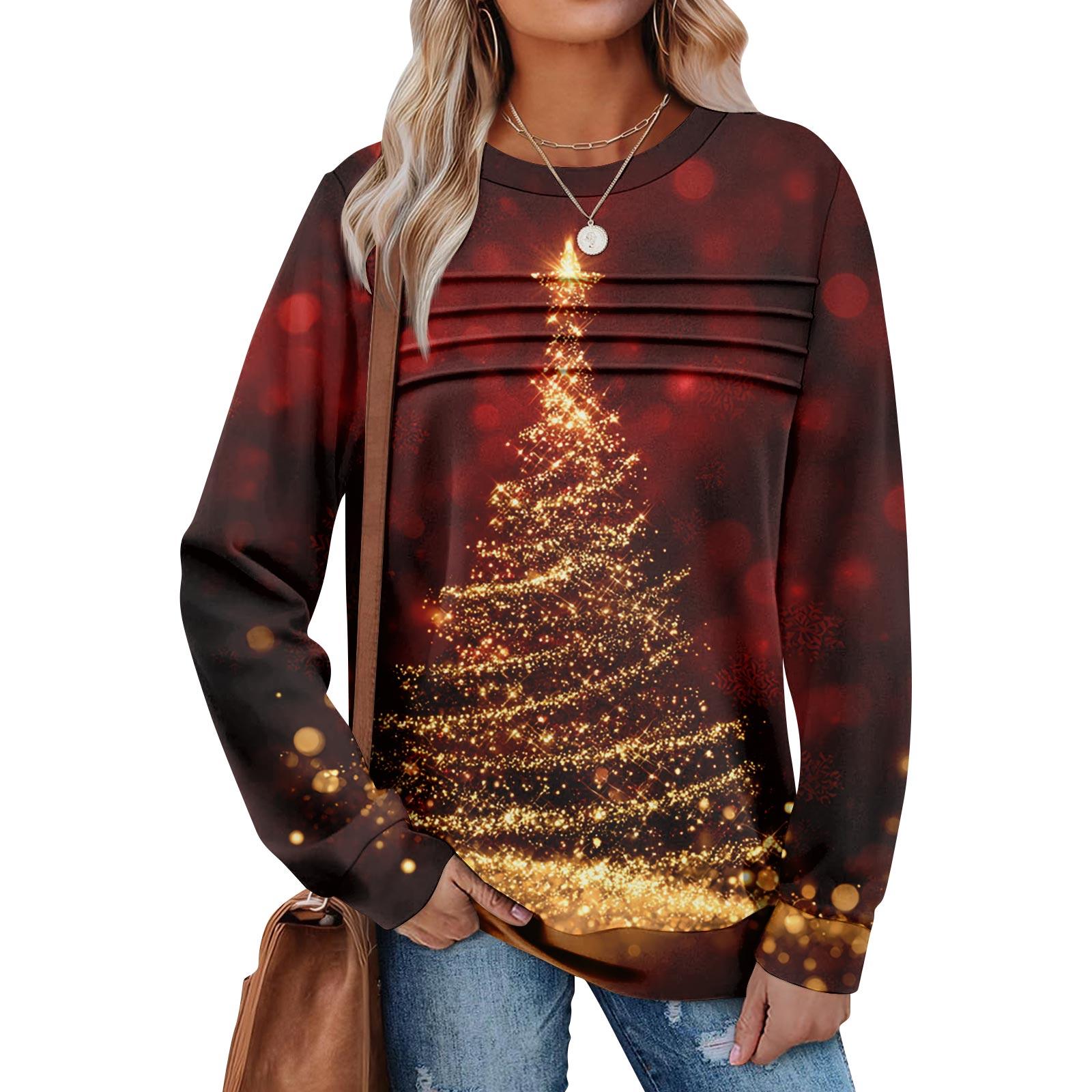 

Женский повседневный свитшот с длинным рукавом и круглым вырезом, приталенный плиссированный топ XL арбуз красный