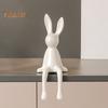 Ceramic Bunny Figurine Sitting Rabbit Sculpture Minimalist Bunny Statue for Counter Desk Bookshelf Home Bar Office Decoration