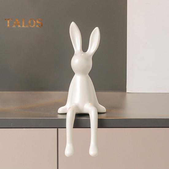 Ceramic Bunny Figurine Sitting Rabbit Sculpture Minimalist Bunny Statue for Counter Desk Bookshelf Home Bar Office Decoration