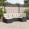 Garden Sofa Set with Cushions 6 pcs Black Poly Rattan