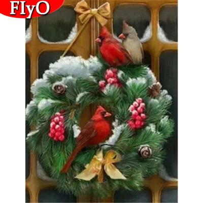 Vollbohrer, quadratisch, Diamant-Gemälde, Weihnachten, Vogelkranz, Diamant-Stickerei, Winter-Mosaik, Verkauf, Tier, Neujahrsgeschenk