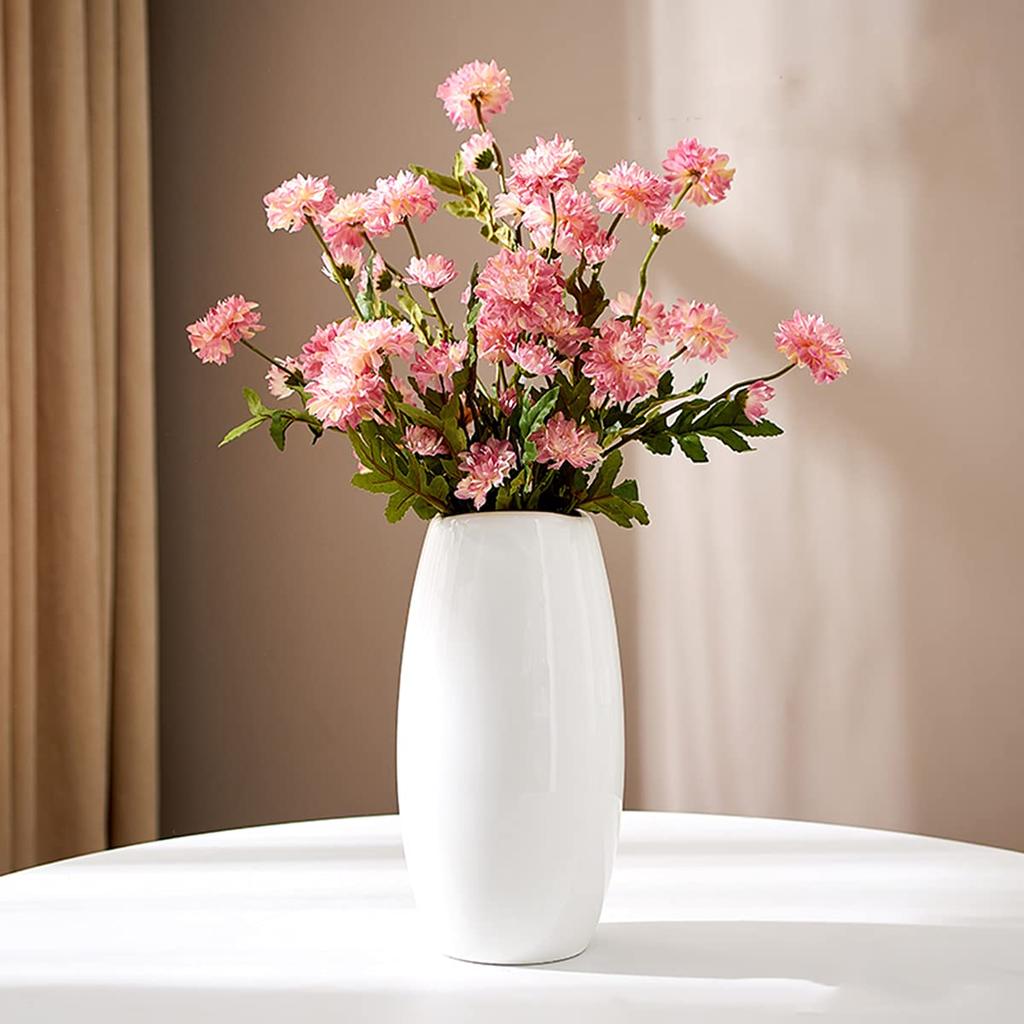 White Ceramic Flower Vase, Large, 25cm, Scandinavian Style, Ceramic, Stylish, Perfect for Ikebana, Home Decor, Gift