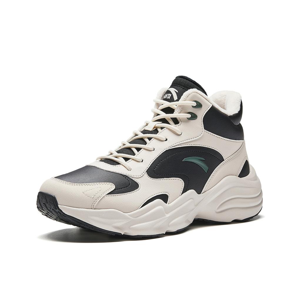 Anta Walker Winter High-Top Casual Shoes With Warm Lining Men Sneakers Black Gray 912618923-4