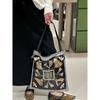 1pcs Vintage Satin Printed Single-Shoulder Bag Stylish Large-Capacity Tote for Outdoor Travel & Casual Daily Use
