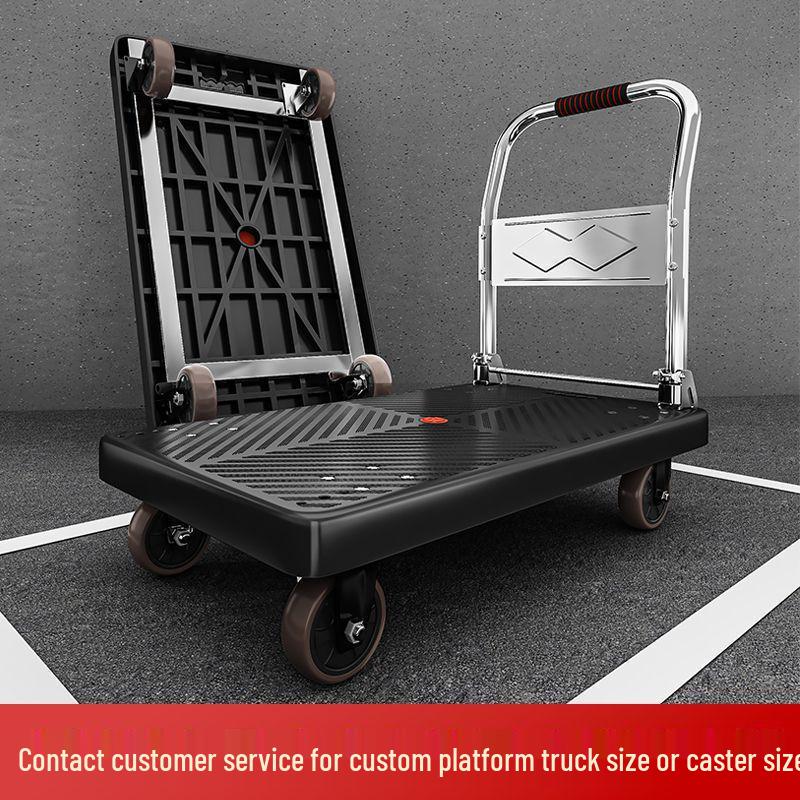 Compact Folding Flatbed Trolley: Silent, Portable Hand Truck for Household or Express Use