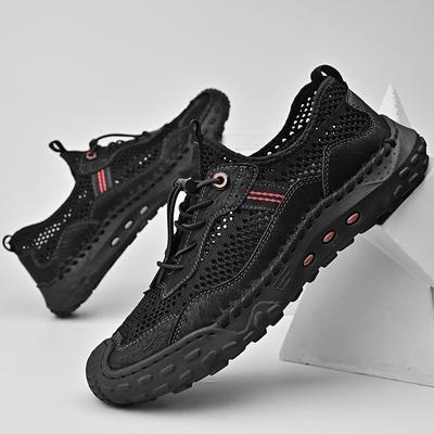 Mesh Shoes Men's 2025 Summer Breathable Mesh Hollow One Pedal Casual Shoes Sports Non-slip Large Size Seam Sole Men's Shoes