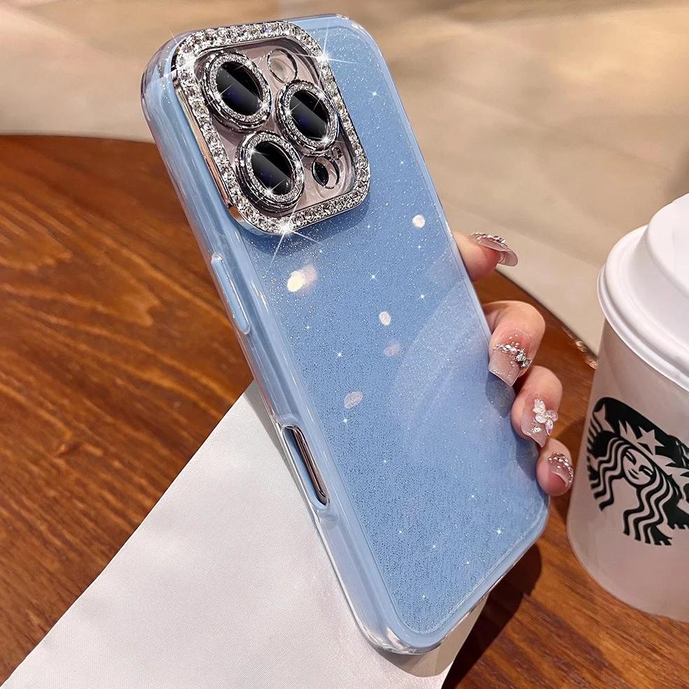 Acryl Glitzer Strass 2-in-1 Bonbonfarbe Hülle für iPhone 16 15 14 13 12 11 Pro Max Plus Juwelenbesetzte Schutzhülle