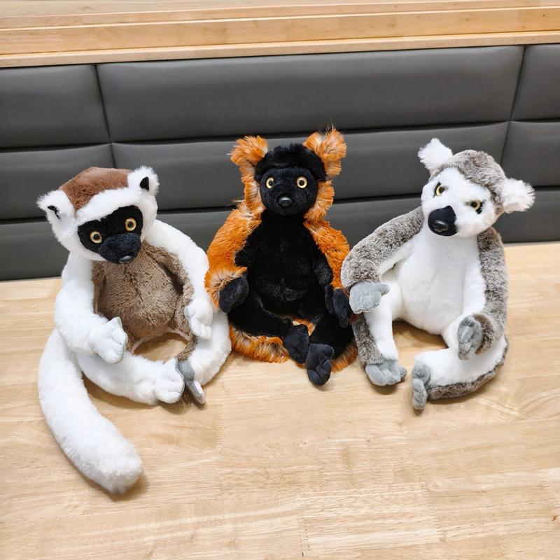 Simulation Lemur Doll Plush Toy Stuffed Wild Animal Long Tail Plushie Companion Appeasing Gift