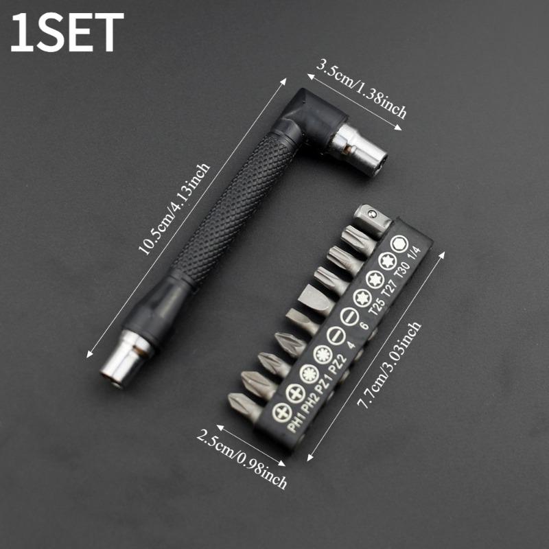 1SET 7-character L-shaped ratchet wrench batch set quick sleeve tool screwdriver 1/4 inch small space