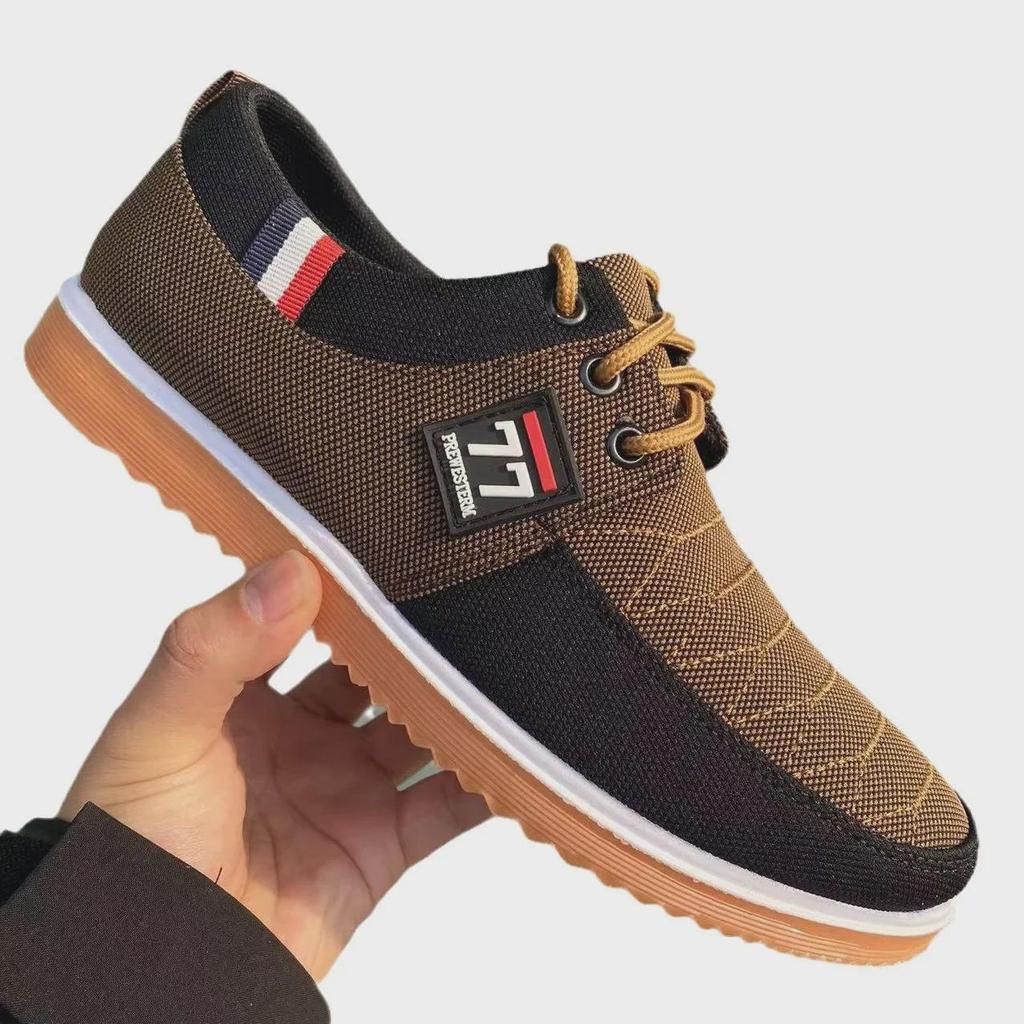 Męskie oddychające, lekkie, odporne na zużycie płócienne buty do biegania z podeszwą z kauczuku – wszechstronne na jesień i do prowadzenia samochodu.