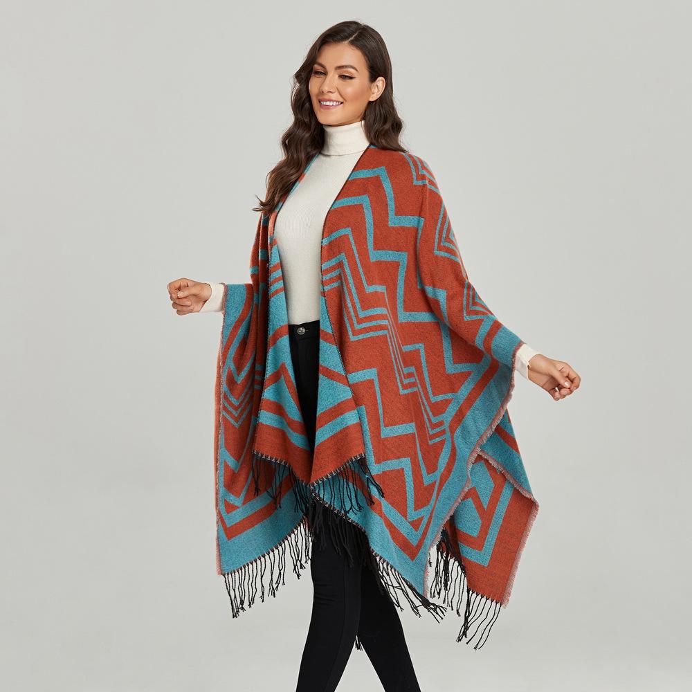 Warm Thickened Tassel Scarf Shawl for Autumn/Winter Travel Photos