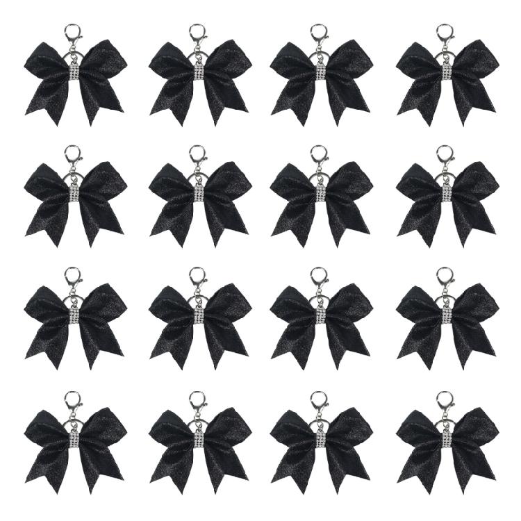 Sophisticated Cheerleader Bowknot Accessory Unique Teen Girl Cheer Bowknot Keyring with Rhinestones Trendy Bag Charm
