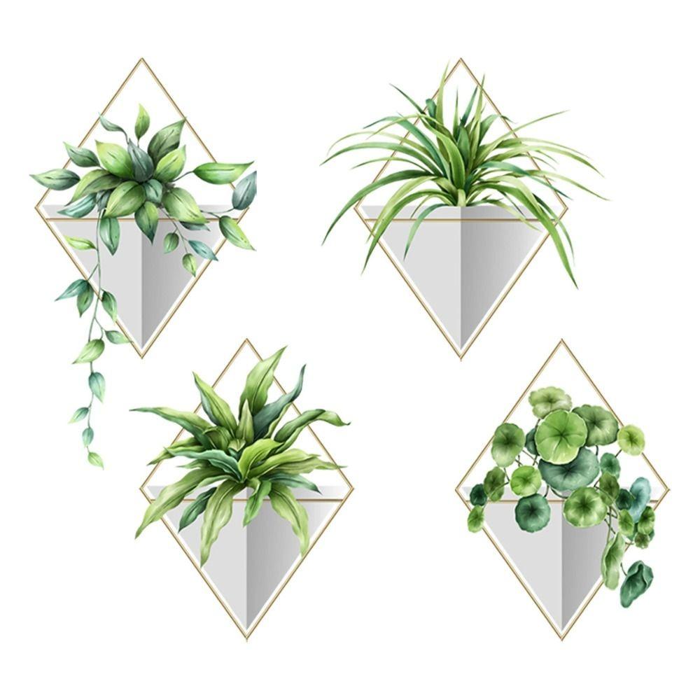 

Prints Self-adhesive Green Plant Wall Sticker Potted Pattern Waterproof Plant Wall Decals PVC Art Mural Sticker Background Decor