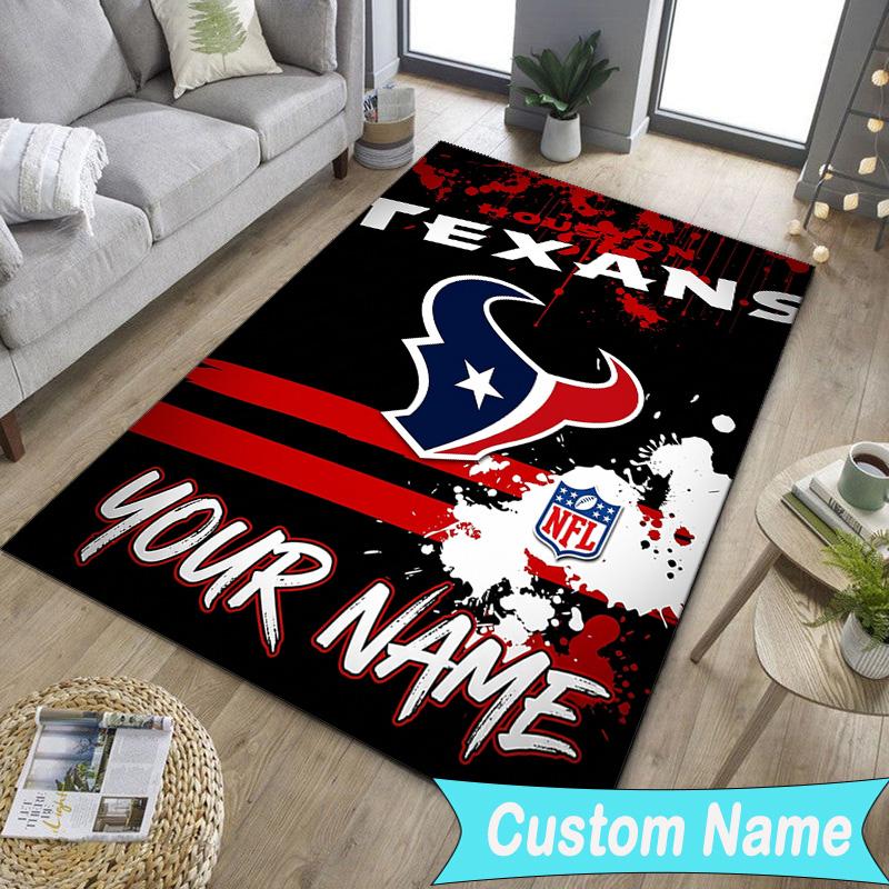 Custom NameHouston-Texans Artwork Carpet, Indoor Rug, Chair Rug, Living Rooms, Doormat Made From Polyester Home Decor Birthday Christmas Gifts