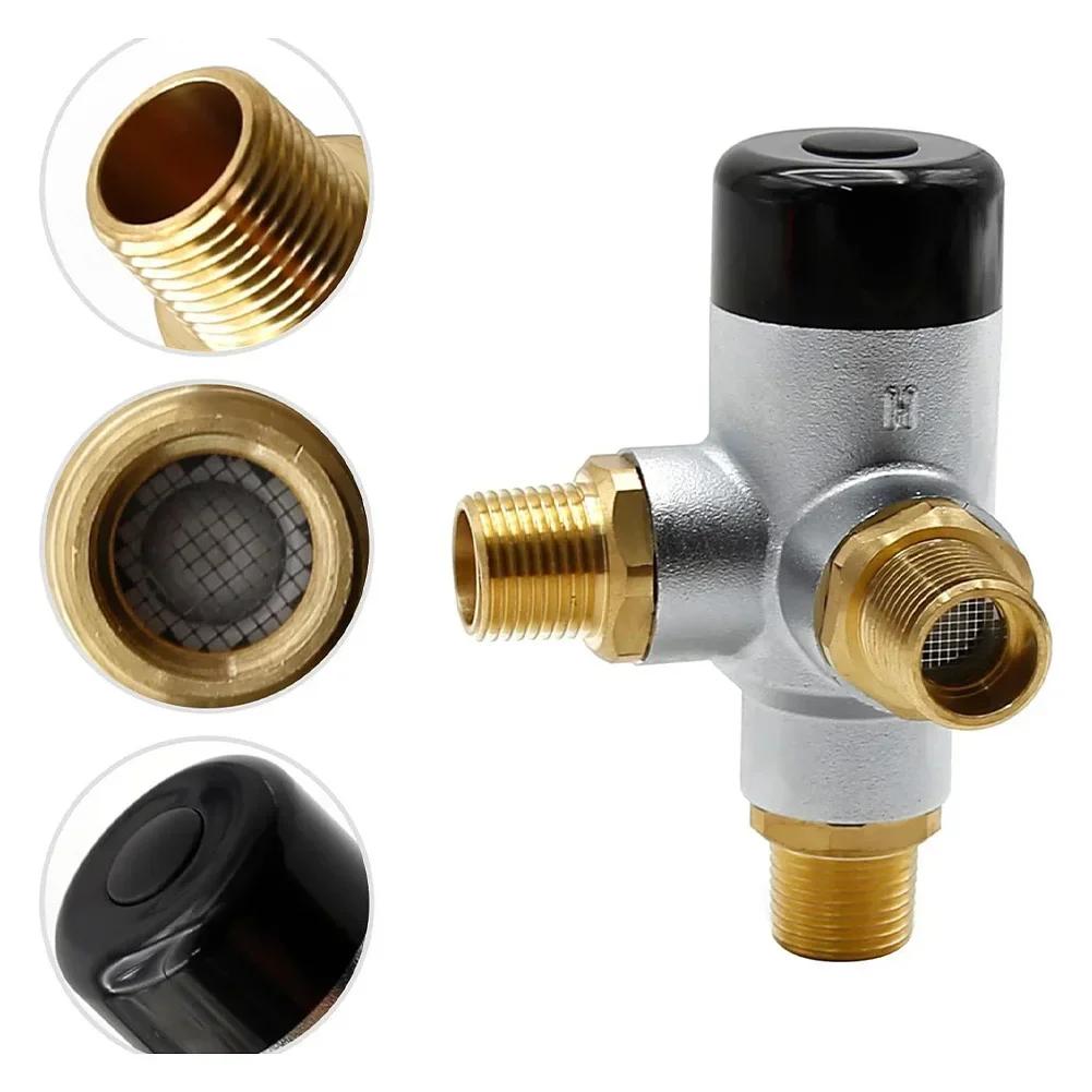Brass Thermostatic Valve 1/2Inch 3 Way Control Temperature Regulation Thermostatic Mixing Valve For RV Water Heaters Temperature