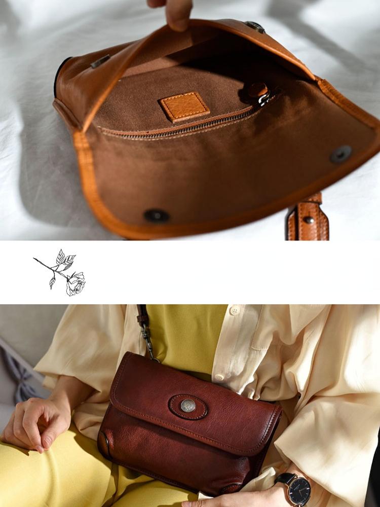 Johnature Geantă Mic Personalizată de Stradă din Piele Naturală Genți de umăr versatile retro din piele de vacă