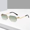 Women's Vintage Luxury Sunglasses Fashionable Diamond Cut Rimless Eyeglasses with Blue Red Yellow Purple Tea Gradient Frames