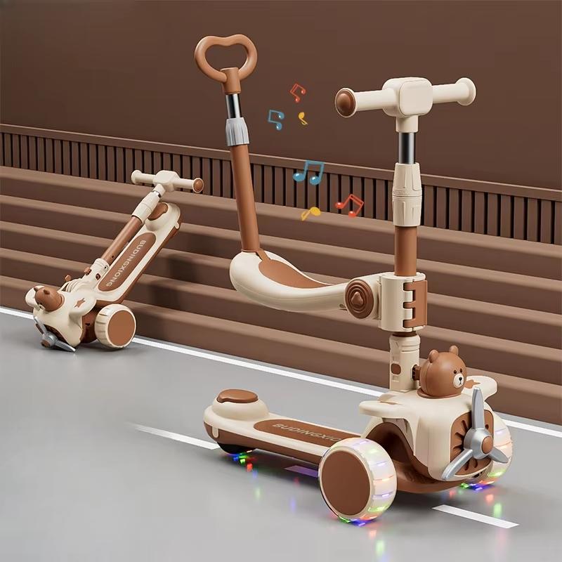 

3 In 1 Toddler Scooter Push Scooter For Toddlers With Parent Push Handle Seat Outdoor Ride On Toys Birthday Present For Young Boys Girls