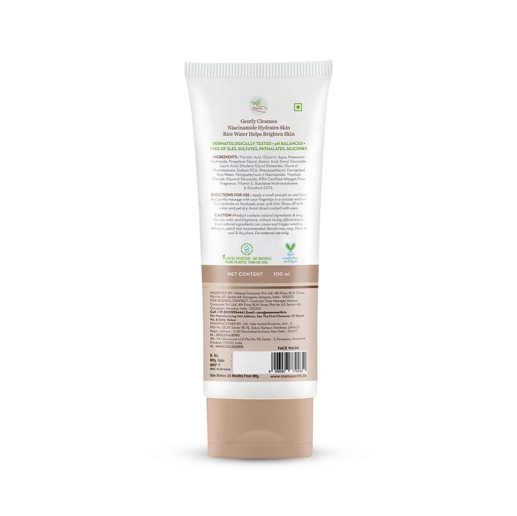 Mamaearth Rice Face Wash With Niacinamide For Glass Skin Hydration Brightening 100ml Korean Skincare Unisex