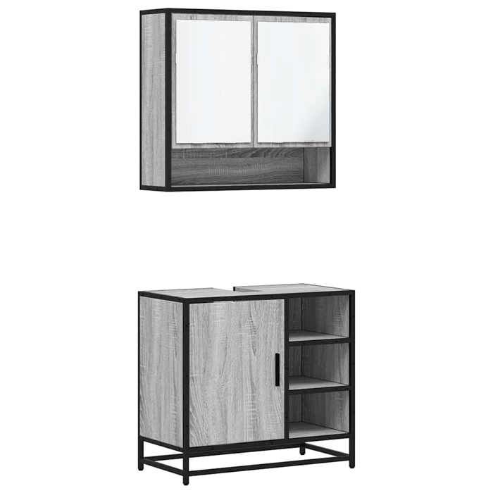 VidaXL Ensemble De Meubles De Salle De Bain 2 Pcs Sonoma Grey, Storage Cabinet, Bathroom Cabinet, Vanity Unit 3300938