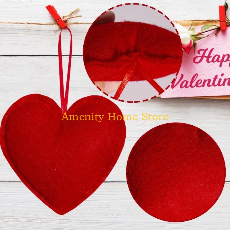 

F26C 12Pieces Valentines Day Heart Hanging Decorations Fabric Soft Ornaments Pendants for Indoor or Outdoor Party Supplies CN