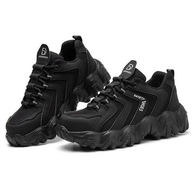 PAFHL Sicherheitsschuhe für Herren und Stahlkappe Durchtritt Schlag Fabrikgrößen Damen, Schwarz, Kappe, Rutschfeste Sohle, Schutz, Schutz, Arbeit, 23,0cm-29,0cm,