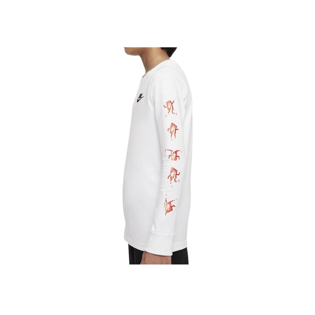 Nike Kids Pure Cotton Casual Breathable Long Sleeve T-Shirt Kids Tops White DO1838-100
