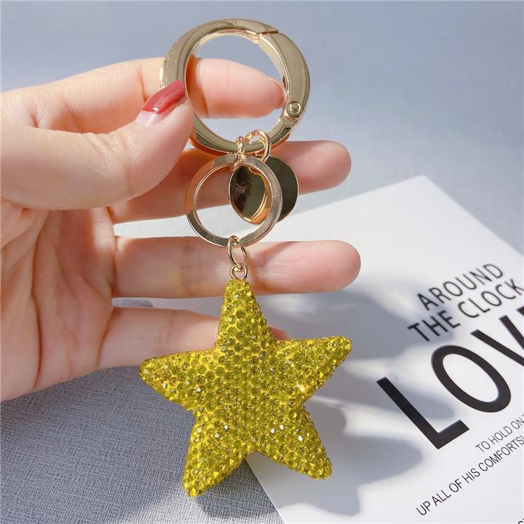 Fashion Simplicity Keychain With Five Pointed Star Pendant Shiny Details Crystal