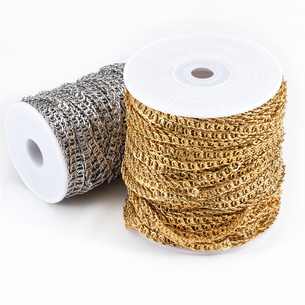 1Meter Stainless Steel Flat Round Chain 4.5x6mm Cross Circle Link Chains for DIY Necklace Bracelet Bag Chain Jewelry Findings