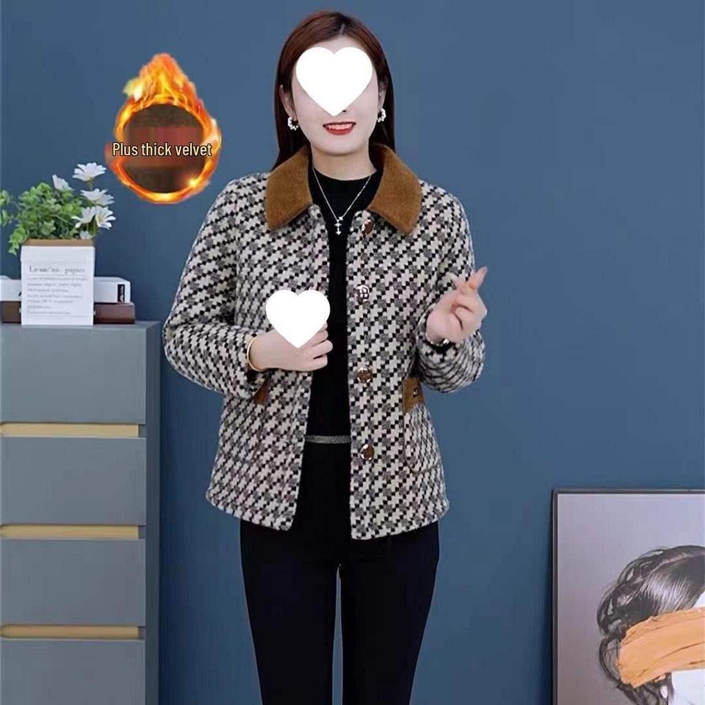 2025 New Style Velvet-Lined Warm Winter Jacket for Middle-Aged Women's Chic Fashion