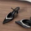 Baotou sandals high heels women's slippers spring and summer 2025 new pointed thin heel rhinestone single shoes summer wear