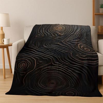 Retro Wood Grain Growth Ring Flannel Blanket Soft Warm Throw Blanket for Bedroom Living Room Bed Travel Camping Picnic Gift Kid