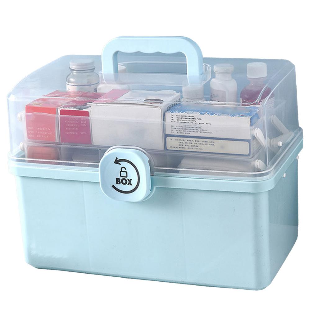 Medicine Storage Box Multipurpose Large Capacity Multi Layers Portable Medication Storage Box with Handle for Household