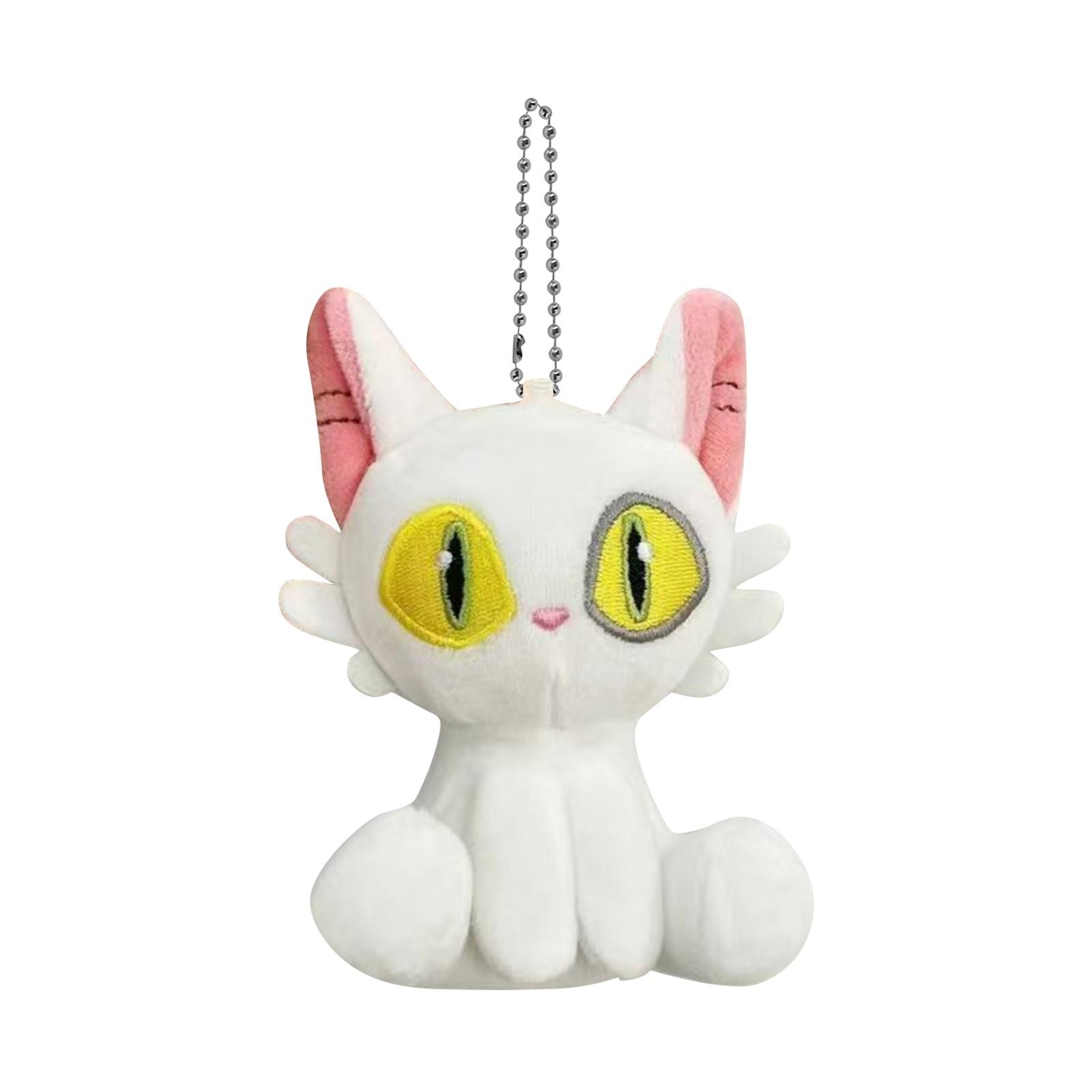 

Adorable Black Cat Plush Keychain, Soft Stuffed Animal with Big Green Eyes, Cute Small Hanging Plush Toy for Bags and Backpacks білий