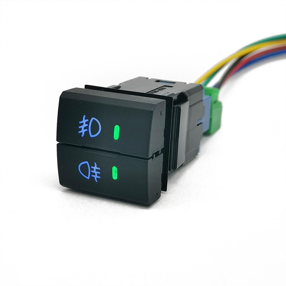 1PC Car Modified Dual Switch LED DRL Fog Light Spotlight Radar Switch Button with wire for Toyota Prado Senna LC300 Accessories Front Rear Fog Light