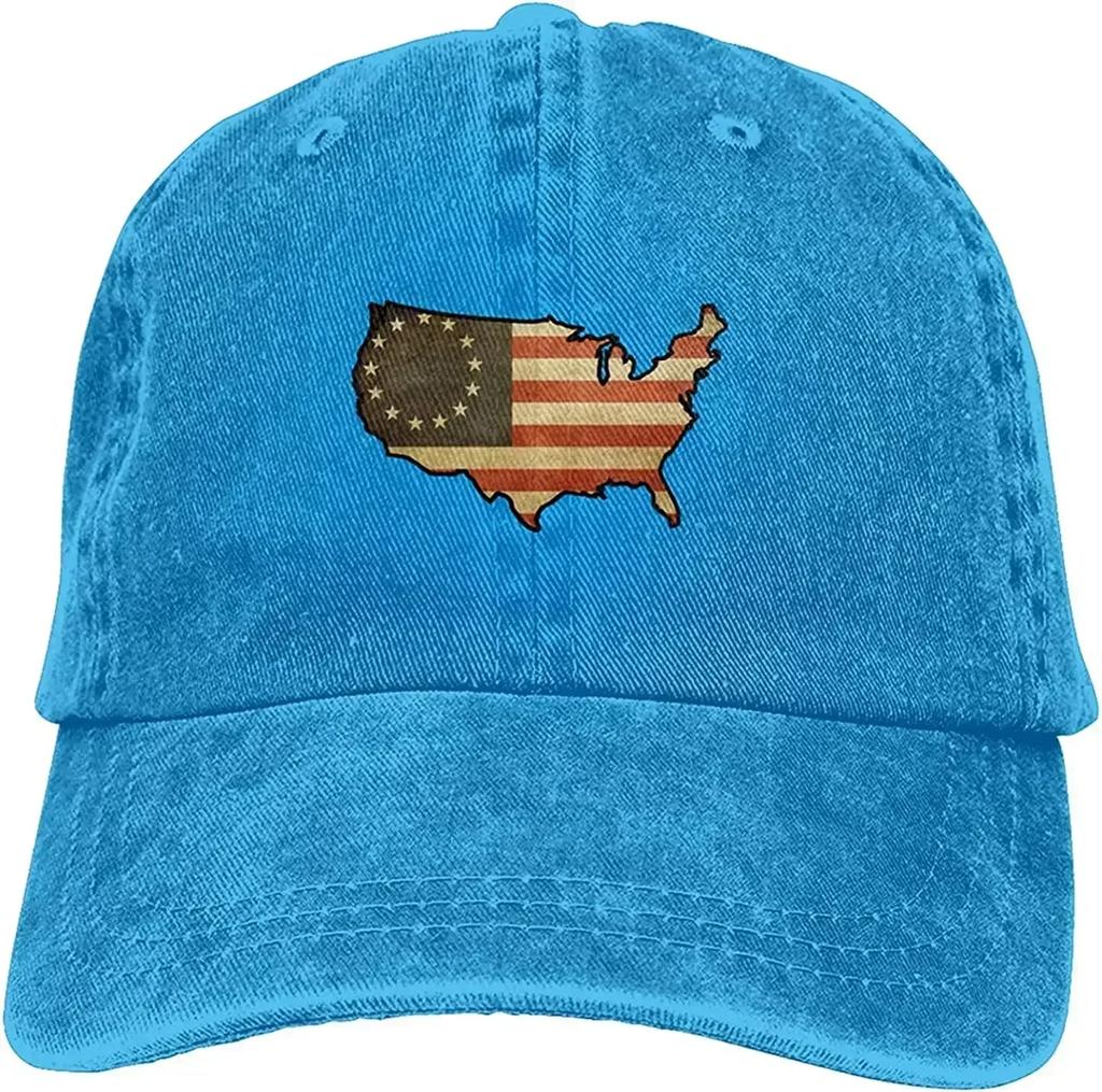 US Map Betsy Ross Flag Unisex Fashion Dad Hat Cotton Adjustable Baseball Cap