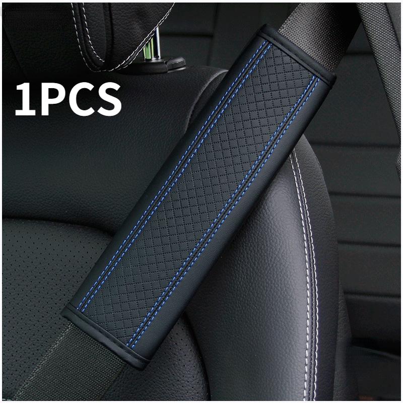 

Car Accessories Seat Belt Pu Leather Safety Belt Shoulder Cover Breathable Protection Seat Belt Padding Pad Auto Interior Access 1pcs синій/чорний