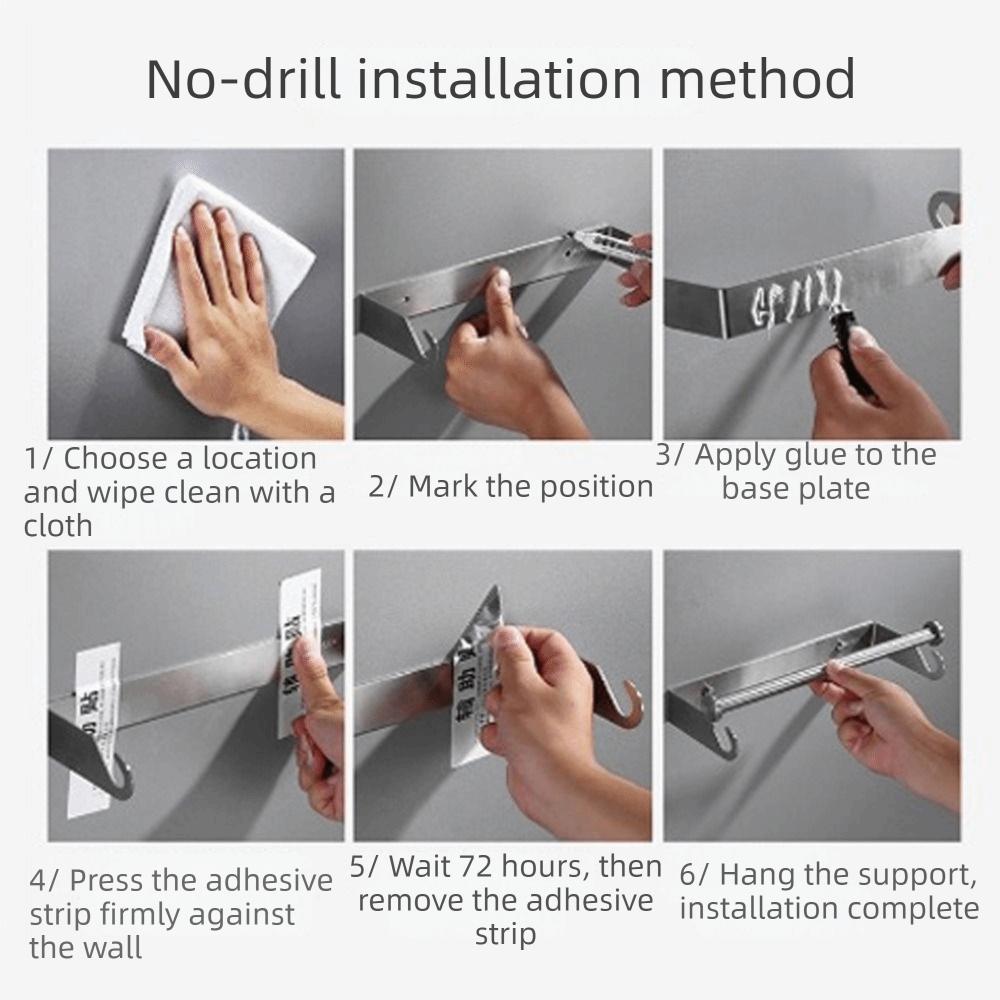 Stainless Steel Plastic Wrap Holder Adhesive or Screw-in Space Saving Roll Towel Rack Wall Mounted Kitchen Paper Dispenser